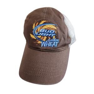Bud Light Golden Wheat Beer Tan Ball Cap Hat Strapback Anheuser Busch